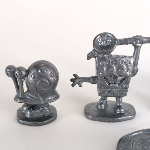 Vintage 2005 Spongebob Squarepants Monopoly Game Tokens Pewter Figurines & Coin - Picture 2 of 8